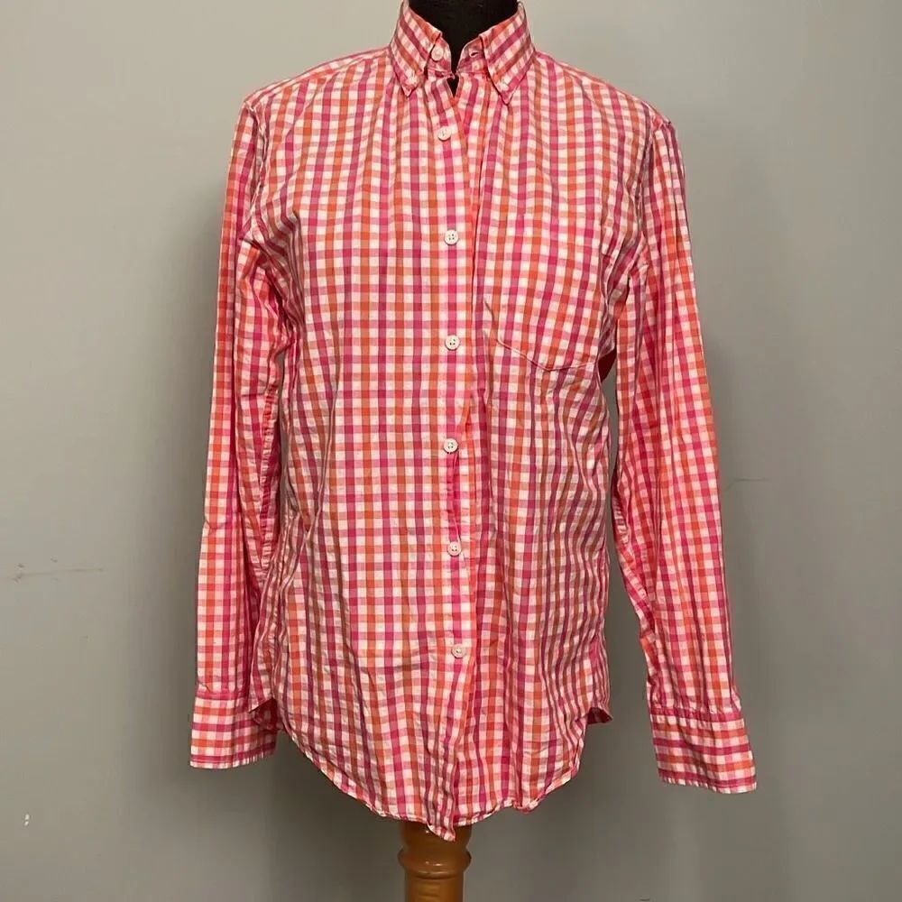 J. Crew Men's Orange Plaid Long Sleeve Button Up shirt Size Extra Small
